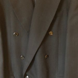 Men's Trieste Black Pinstripe Wool Double-Breasted Sport Coat - 44L